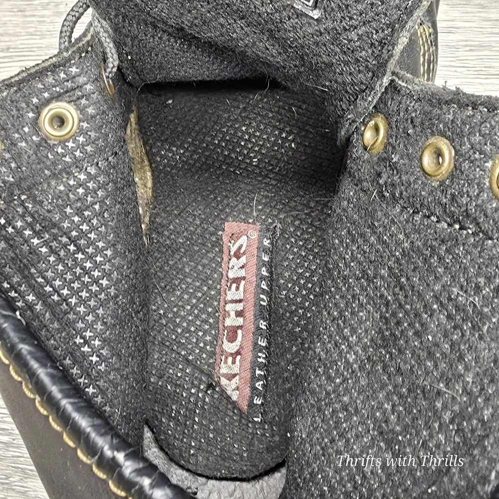 Skechers‎ Men's Work Boots -  Size 9.5 - Oil Resistant, Moc Toe, Black Leather